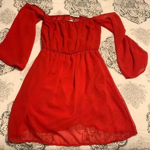 Red lulus off the shoulder dress